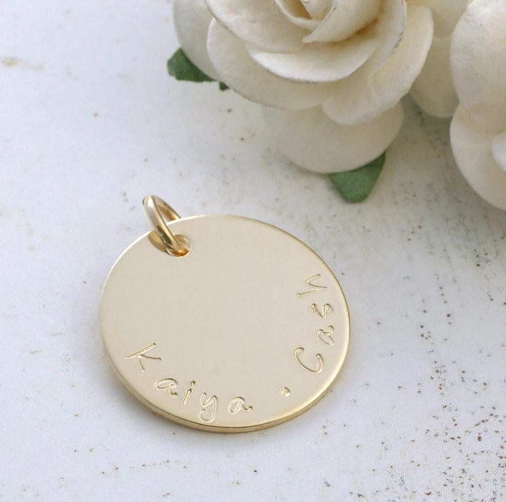 14K Gold-Filled 3/4" round disc - Custom Personalized charm