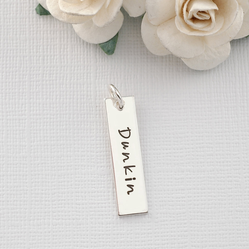 Custom Personalized Charm - rectangle tag - one inch - Single or Double Sided