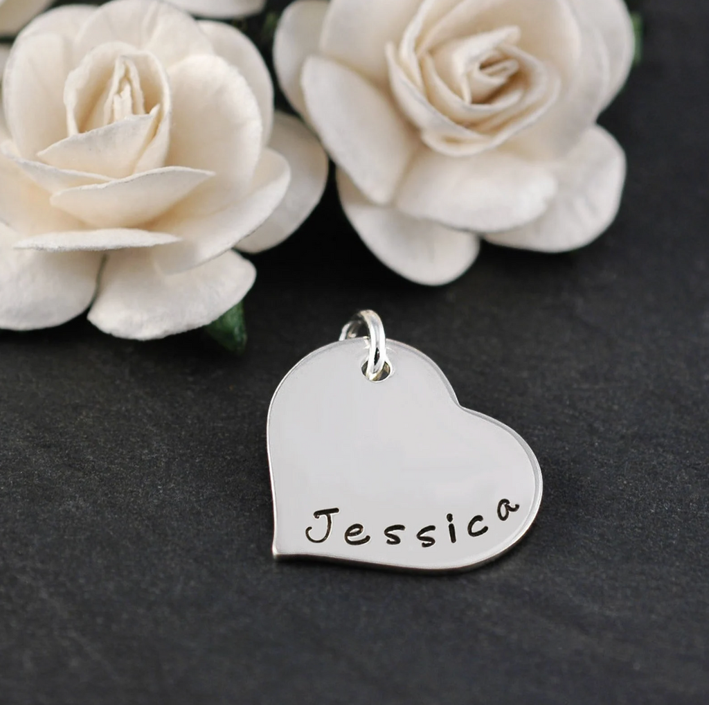 Sterling Silver Heart Add On Charm - Personalized - 3/4"