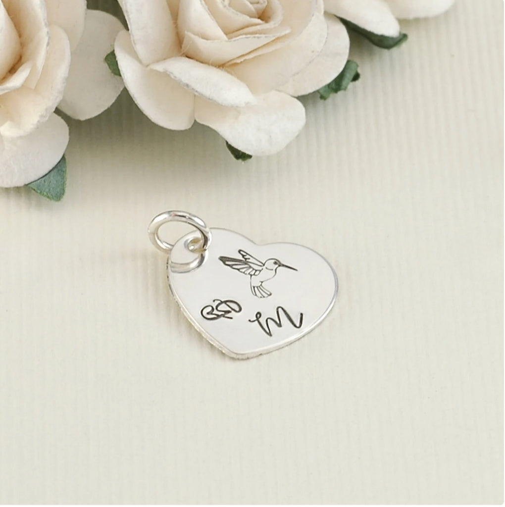 Sterling Silver Heart Add On Charm - Personalized - 5/8"