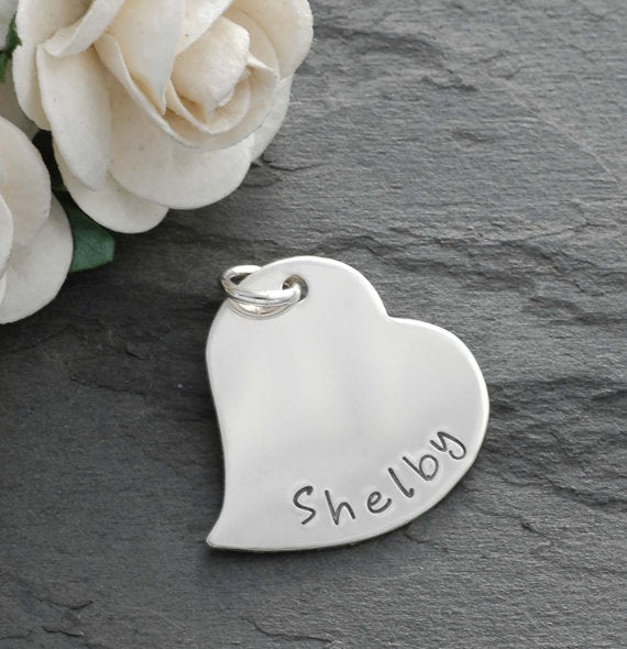 Sterling Silver Heart Add On Charm - Personalized - 0.75 inch wide - 3/4"