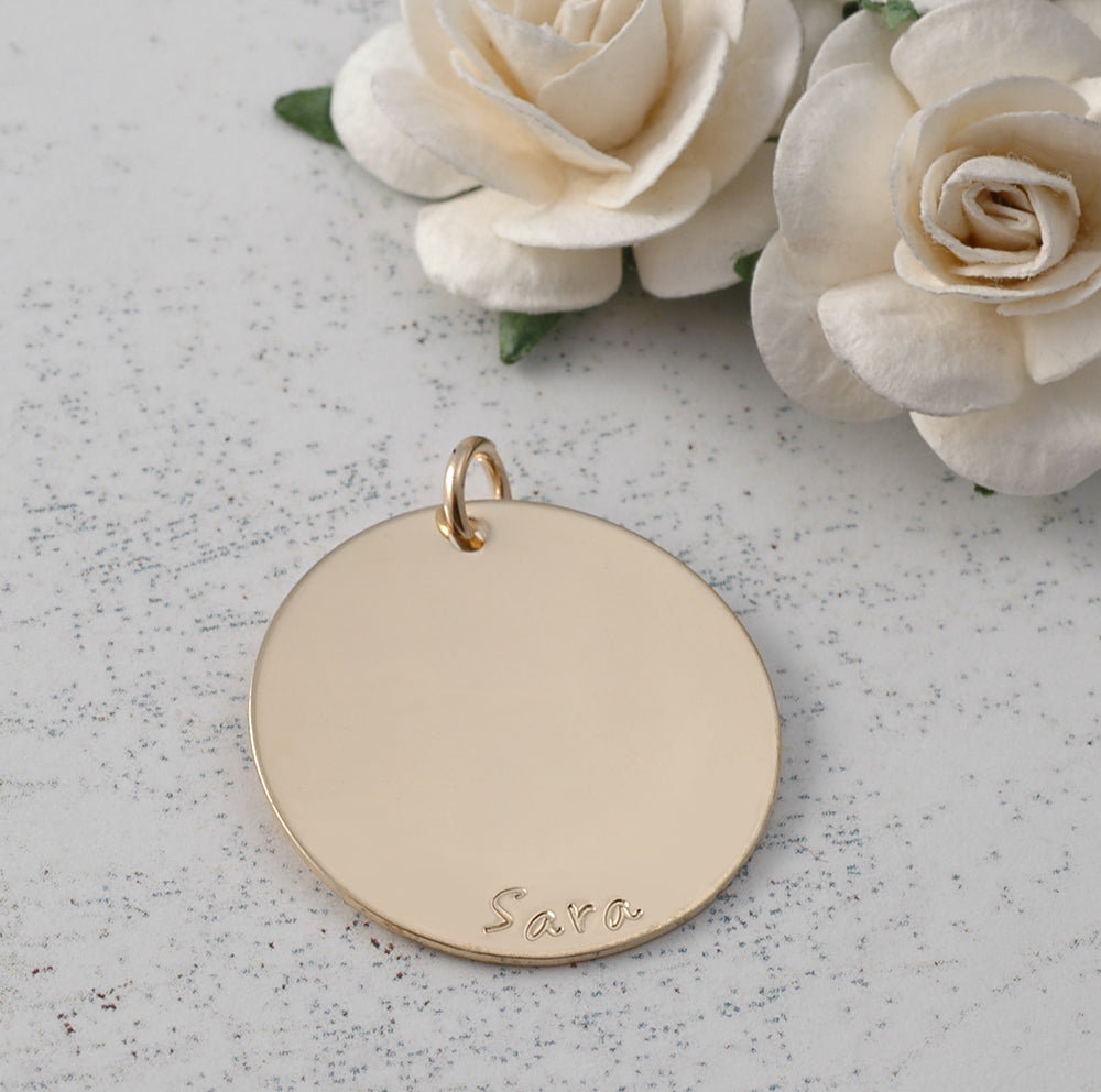 14K Gold-Filled 1" round disc - Custom Personalized one inch charm