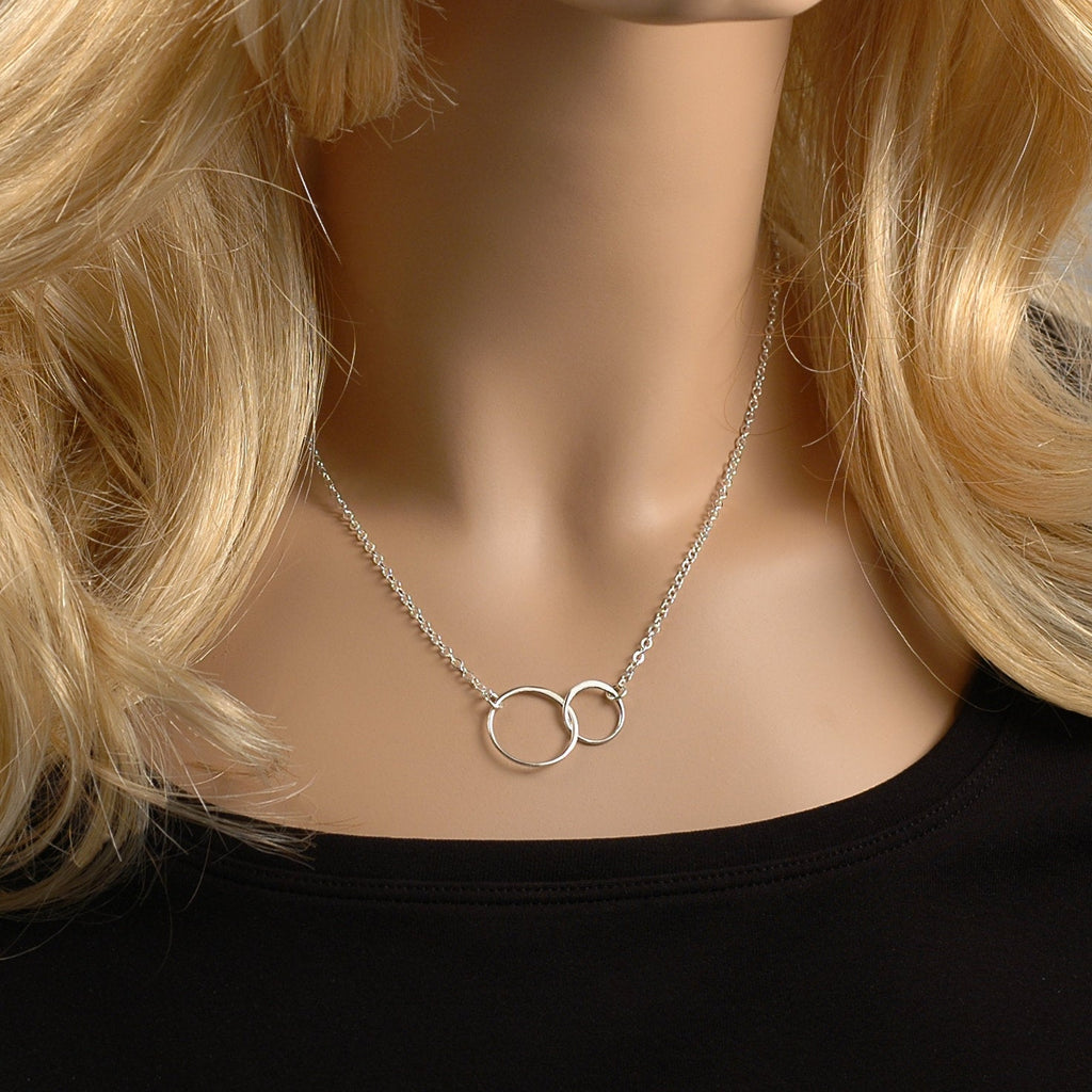 Unbiological Sister - Connected circles - Eternity - Infinity necklace - double intertwined rings - two linked circles - best friends gift