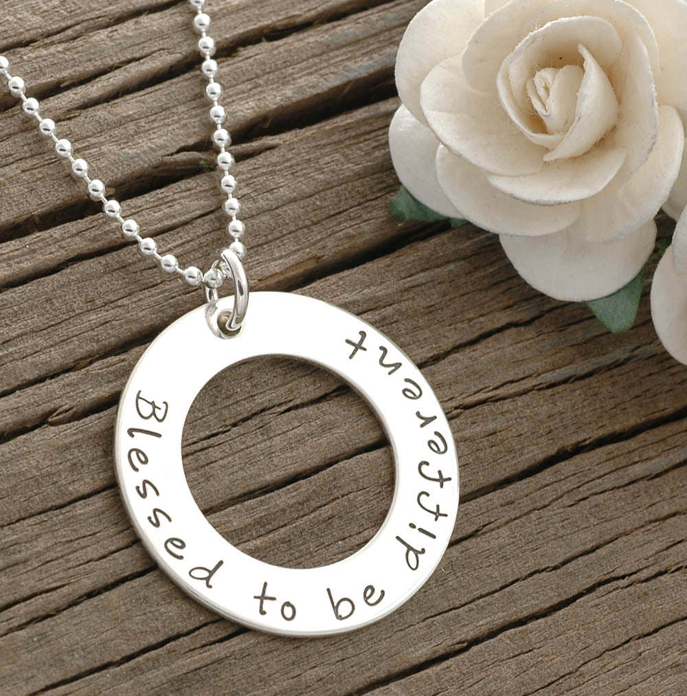 Personalized Hand Stamped Necklace - Washer style - Eternity Circle