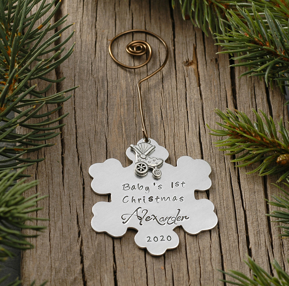 Baby's First Christmas Ornament Snowflake 2020 Personalize with baby's name