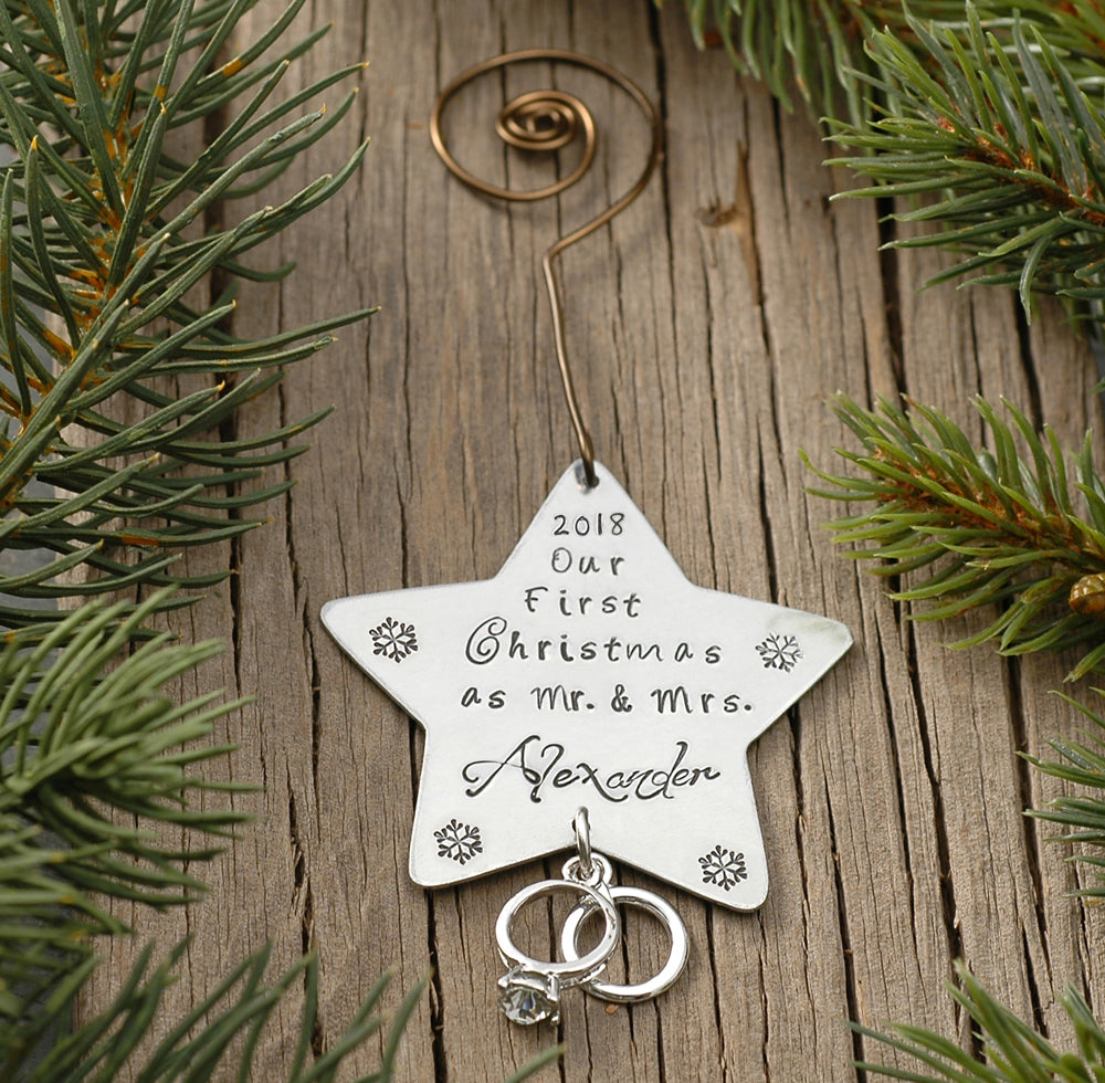 Our First Christmas Together Mr. & Mrs. 2018 Personalized Wedding Star Ornament