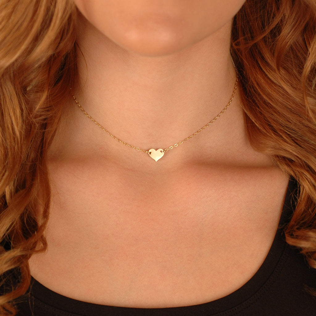 Small Heart Necklace, 14k gold filled, Sterling Silver, Rose Gold Filled, Personalized Monogram necklace, Layering Jewelry