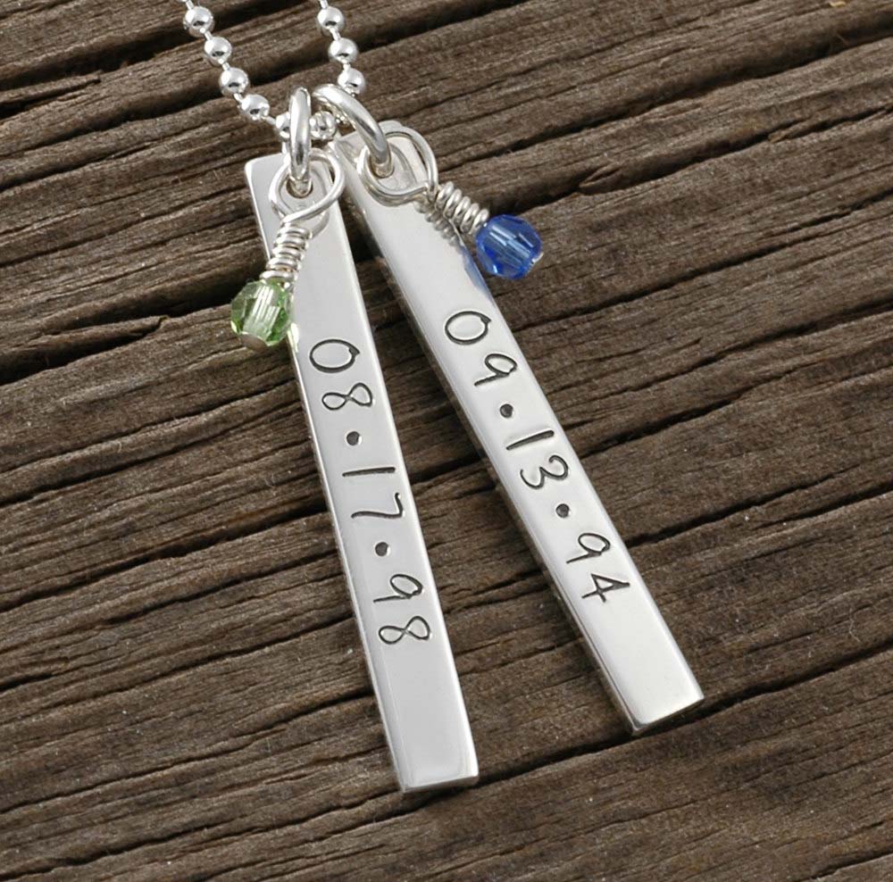 Mother's Jewelry - Personalized Necklace - Two Rectangle Tags - Double Sided - Vertical Bar Necklace, Mother's Day gift, gifts for mom