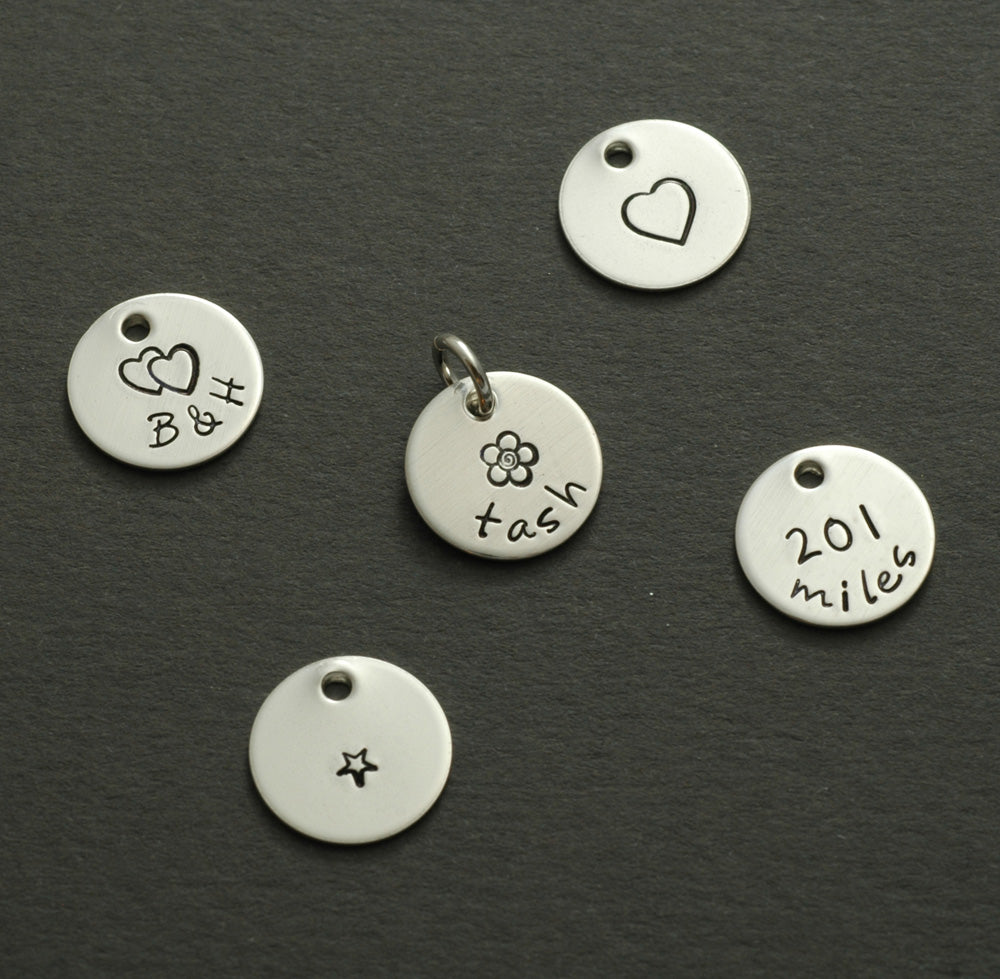 Add a Charm - 1/2" tiny sterling silver round disc - half inch