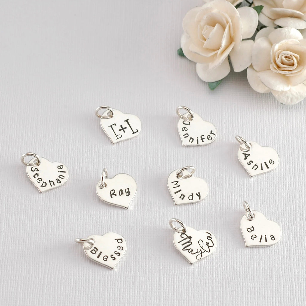Sterling Silver Heart Add On Charm - Personalized - 1/2"