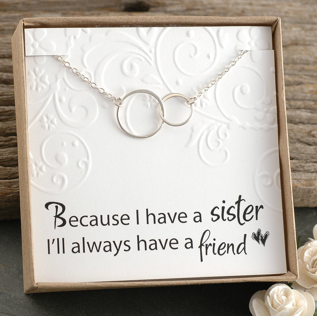 Sister Necklace - Connected circles necklace - Eternity - Infinity necklace - double intertwined rings - two linked circles - Sister Friend