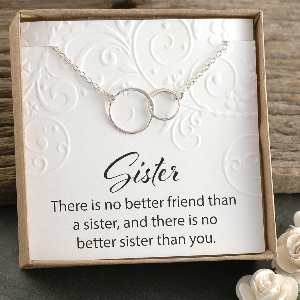 Sister Necklace - Connected circles necklace - Eternity - Infinity necklace - double intertwined rings - two linked circles - Sister gift