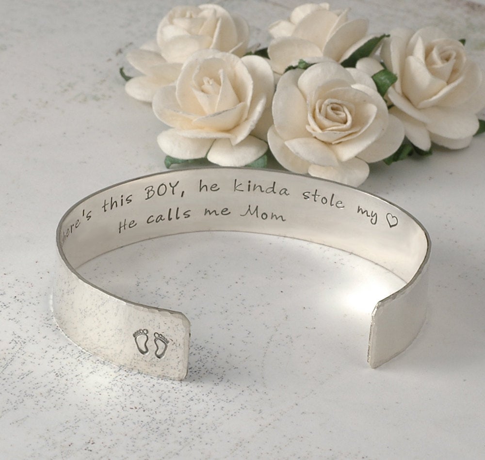 Hand Stamped Personalized Cuff Bracelet - Sterling Silver - Custom words - phrase - bible verse - names - 1/2" width