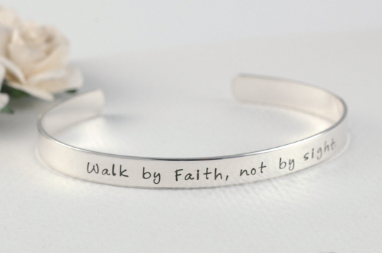 Personalized Cuff Bracelet sterling silver engraved - 1/4 inch width