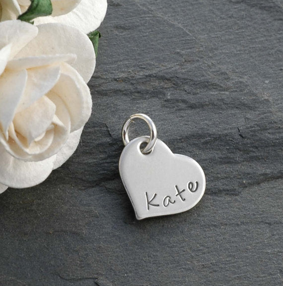 Sterling Silver Heart Add On Charm - Personalized - 1/2"