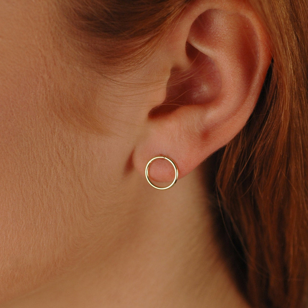 Open Circle Earrings, Dainty 14K Gold-Filled Round eternity earrings, Circle Stud Earrings, Simple Everyday earrings
