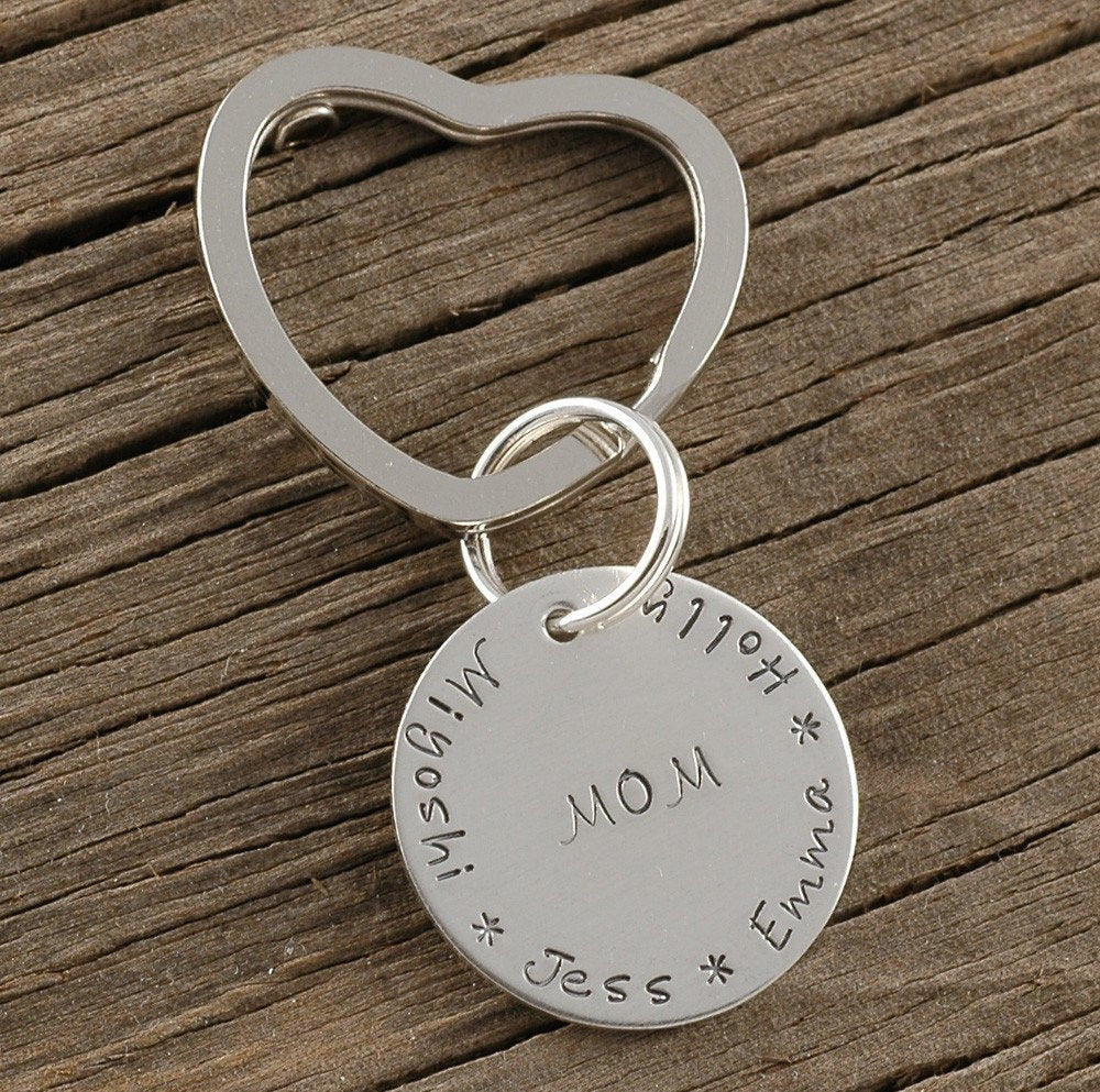 Hand Stamped Key Chain - Personalized - for Mom or Grandma - names or words - you pick it