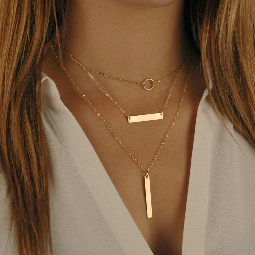 Name Bar Necklace, Gold Bar Necklace, Personalized hand stamped 14K Gold Filled Bar, Sterling Silver, Rose Gold, Perfect layering necklace