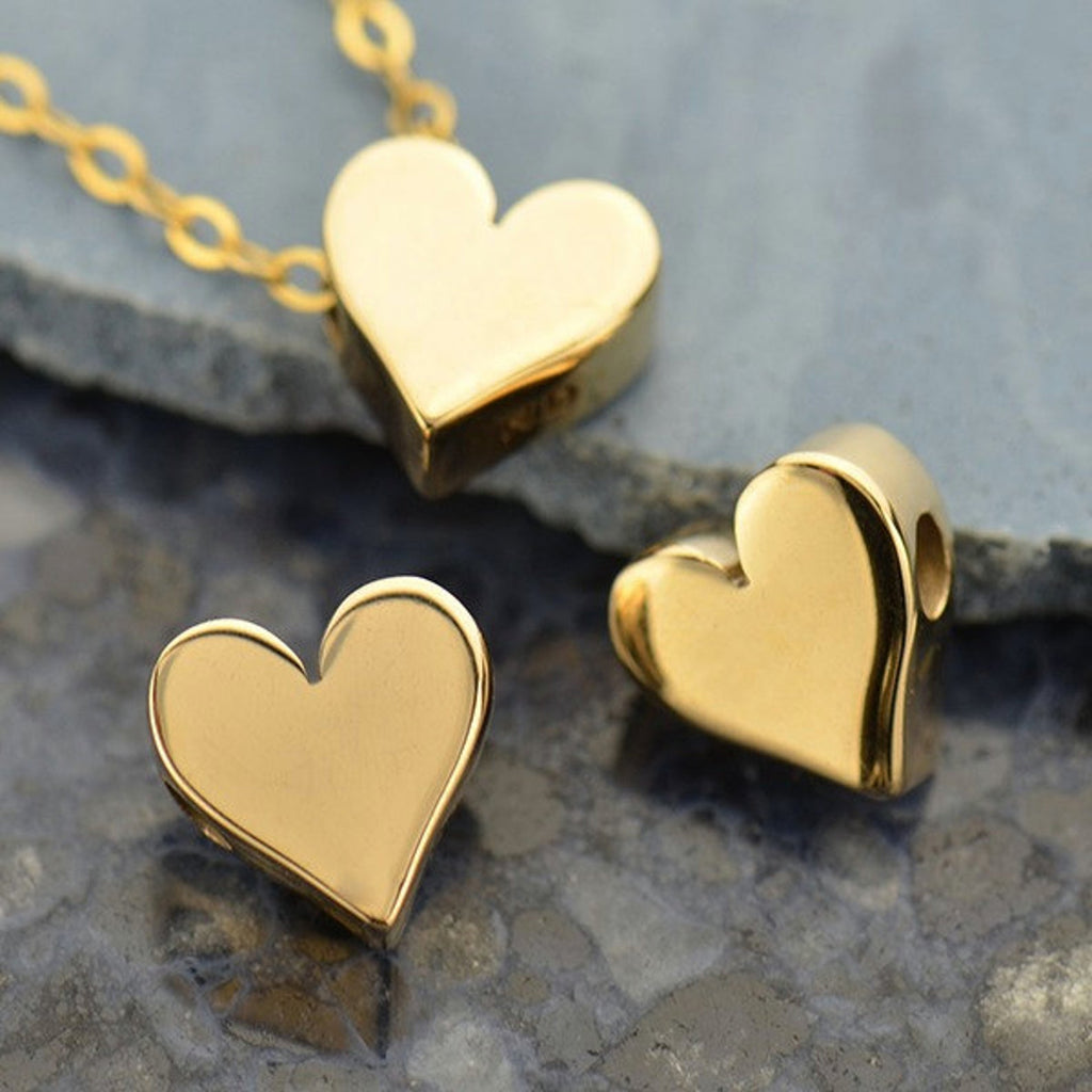 Silver and Gold Heart Necklace, Sterling Silver Heart, 14k gold filled Chain, Layering Jewelry, Heart Bead Choker Necklace, Gold Choker, 3D