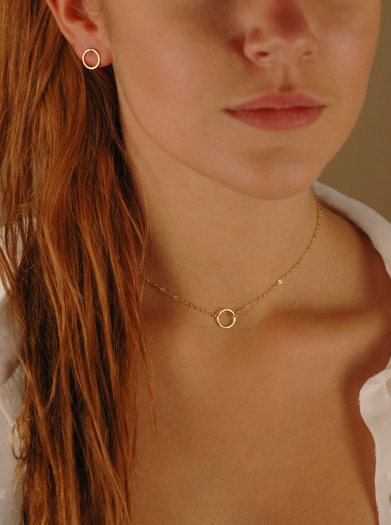 Open Circle Choker, Gold Filled or Sterling Silver, Layering Jewelry, Hammered eternity circle Necklace, Delicate Gold Infinity Choker