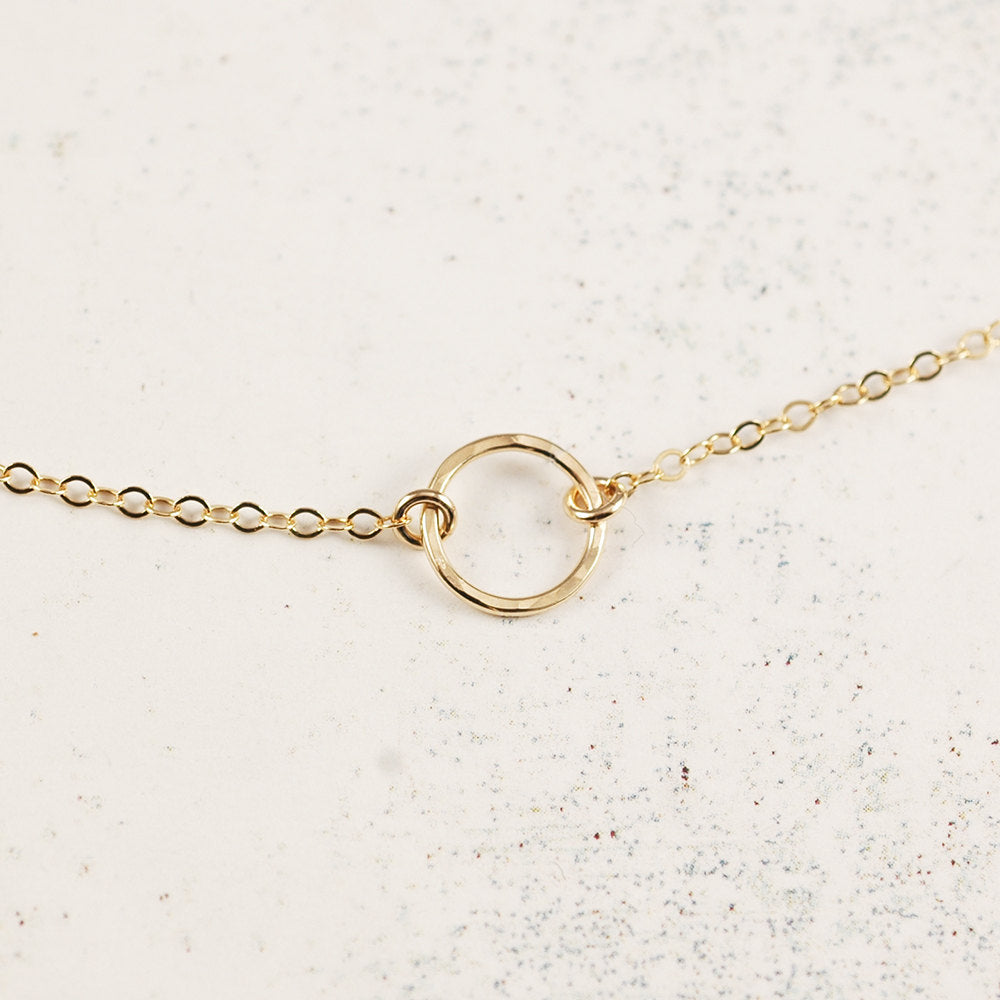 Open Circle Choker, Gold Filled or Sterling Silver, Layering Jewelry, Hammered eternity circle Necklace, Delicate Gold Infinity Choker