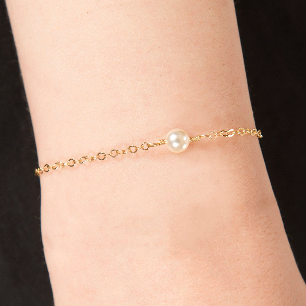 Simple Single Pearl Bracelet, Delicate, Dainty pearl bracelet, Gold Filled, Sterling Silver, Rose Gold