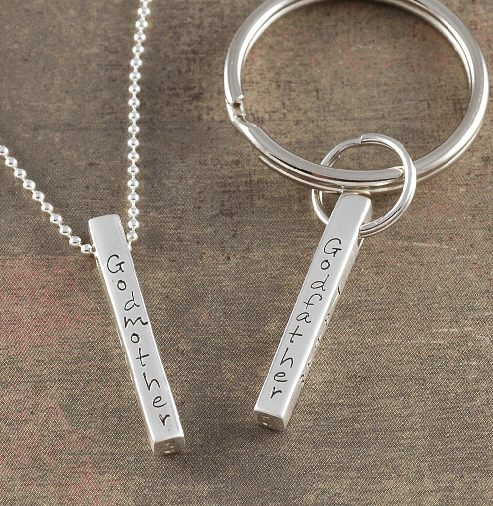 Personalized 4-sided bar - Sterling Silver -  Hand Stamped