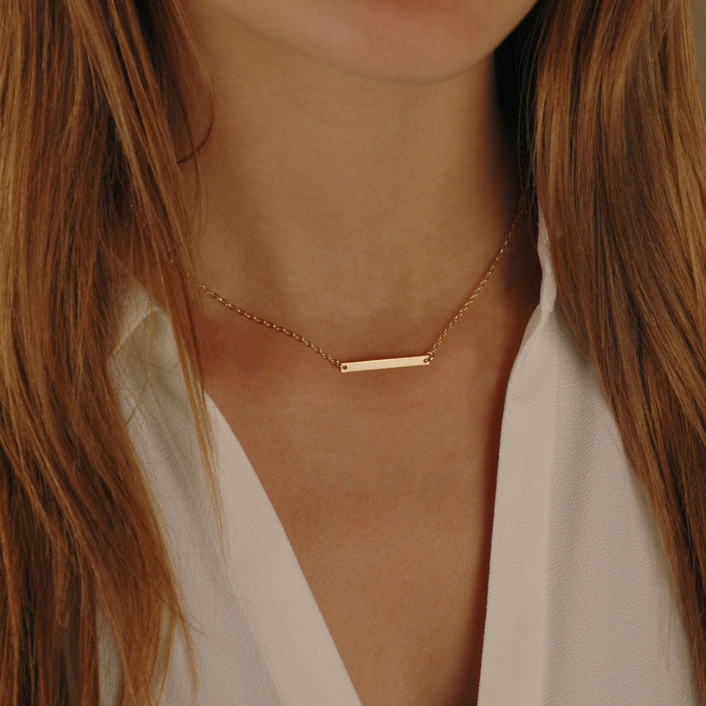 Bar Necklace, Gold Bar Necklace, 14K Gold Filled Bar, 925 Sterling Silver, or Rose Gold, Perfect layering necklace, thin rectangle necklace
